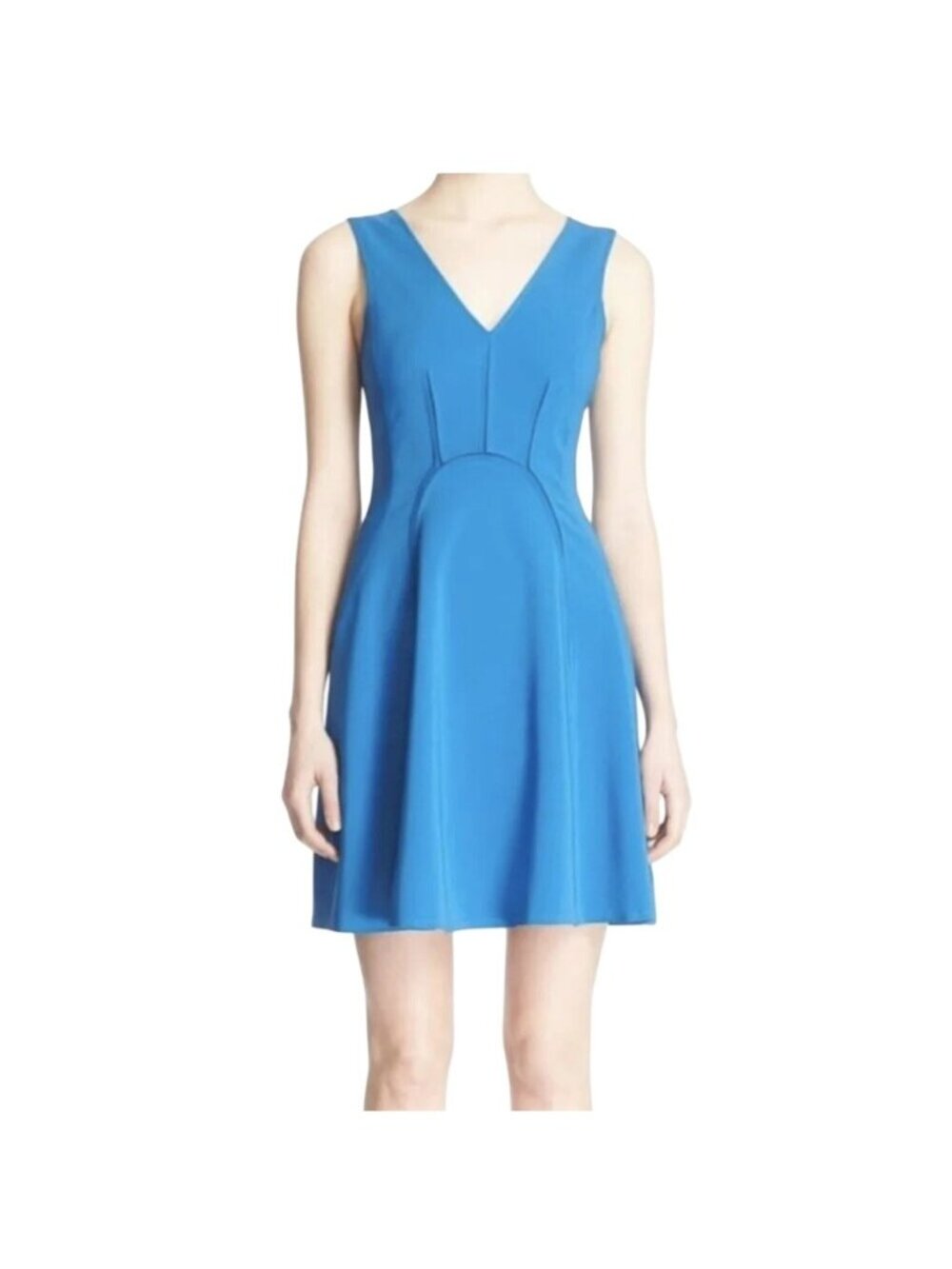 V-42. Rebecca Taylor Sleeveless V-Neck Dress Aqua Blue